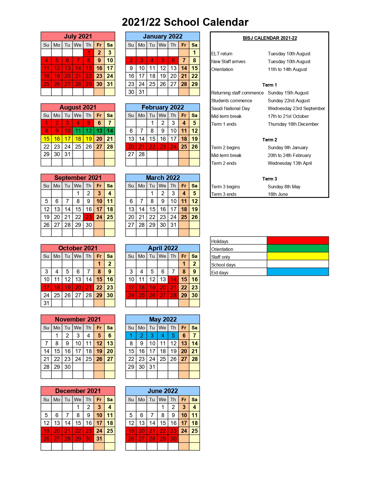 Calendar & Term Dates